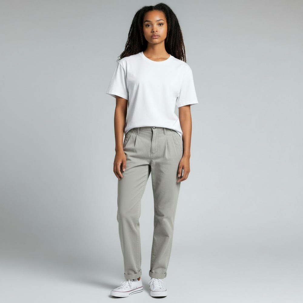 Lizsport Petite Vintage High Rise Pleated Khaki Pant Twill Cotton Chino Cuffed 0